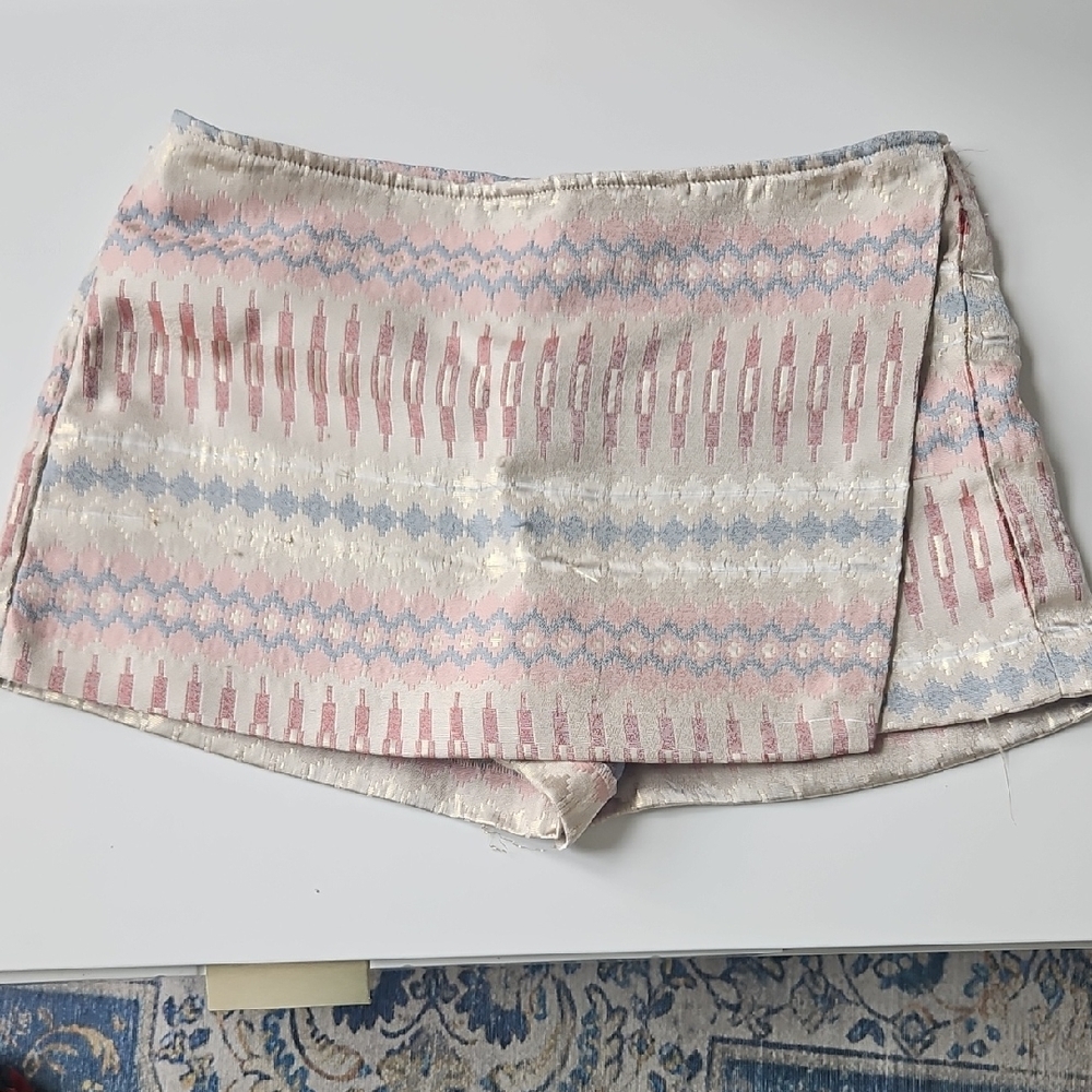 BCBGeneration Pink and Blue Skorts with Wrap Design